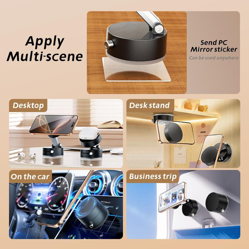 Magnetic Car Phone Holder - 360° Foldable Car Phone Mount with Suction Cup, Portable Design for Iphone & Android Phones, Ideal for Office and Home Use