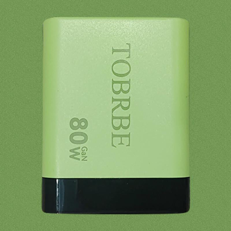 TOBRBE 3 in 1 Gan Charger, Retractable 80W MAX Fast Charger Block with Type-C Cable & 2 USB Ports, Portable Adapter Iphone Smartphone Electronic, Yellow, Cellphone, Folding Charging