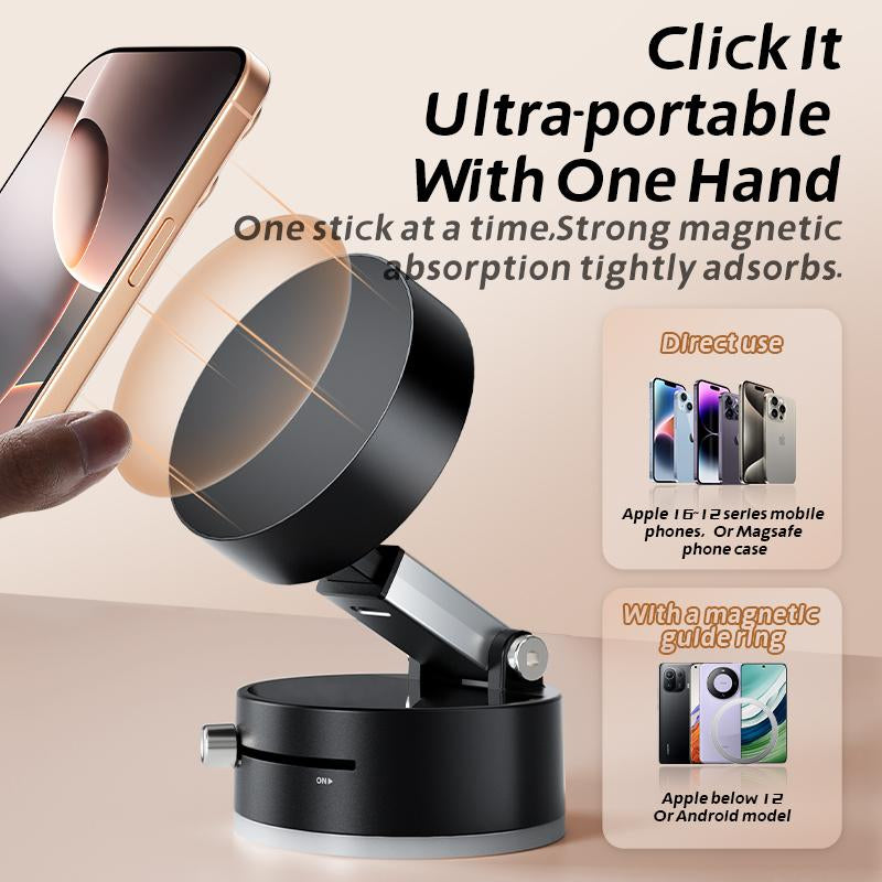 Magnetic Car Phone Holder - 360° Foldable Car Phone Mount with Suction Cup, Portable Design for Iphone & Android Phones, Ideal for Office and Home Use